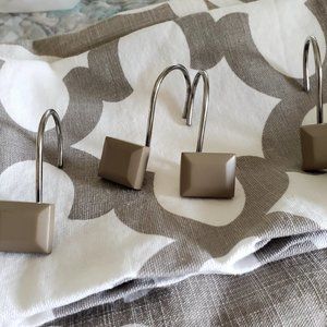 Barbara Barry Poetical Shower Curtain & Valance & Curtain Hooks